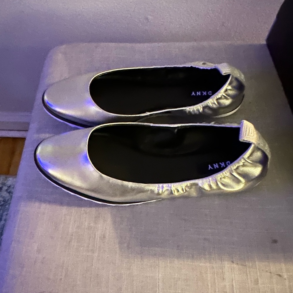 DKNY pewter ballet flat. Size 7.5. New with box